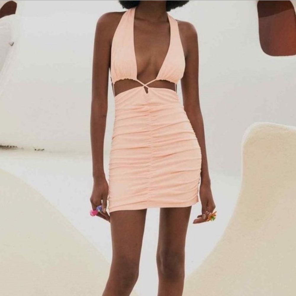 Zara halter ruched Mini Dress